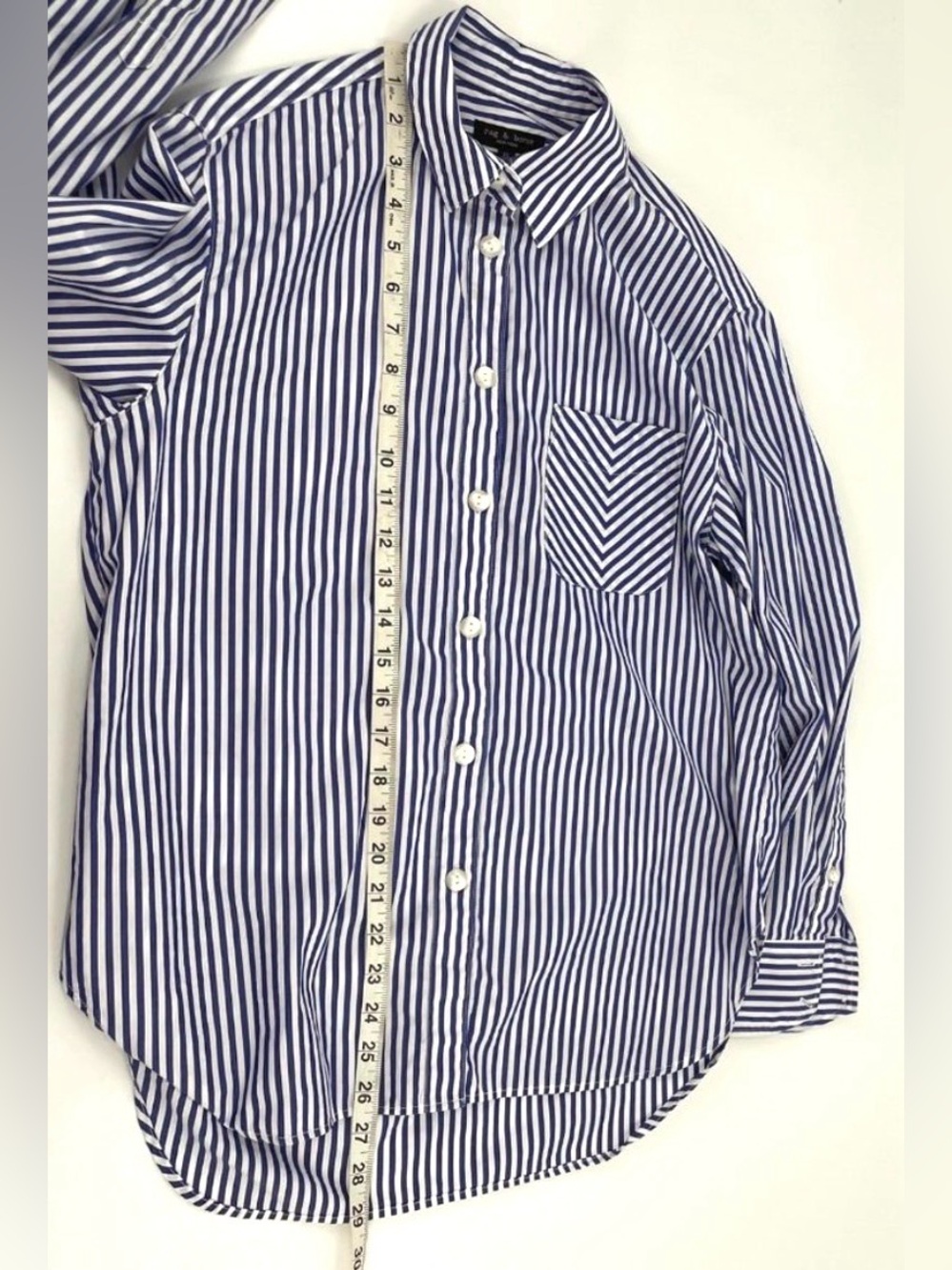 Rag & Bone oversized Maxine Poplin Blue White Stripe Button Up Shirt Sz XS - Picture 11 of 11
